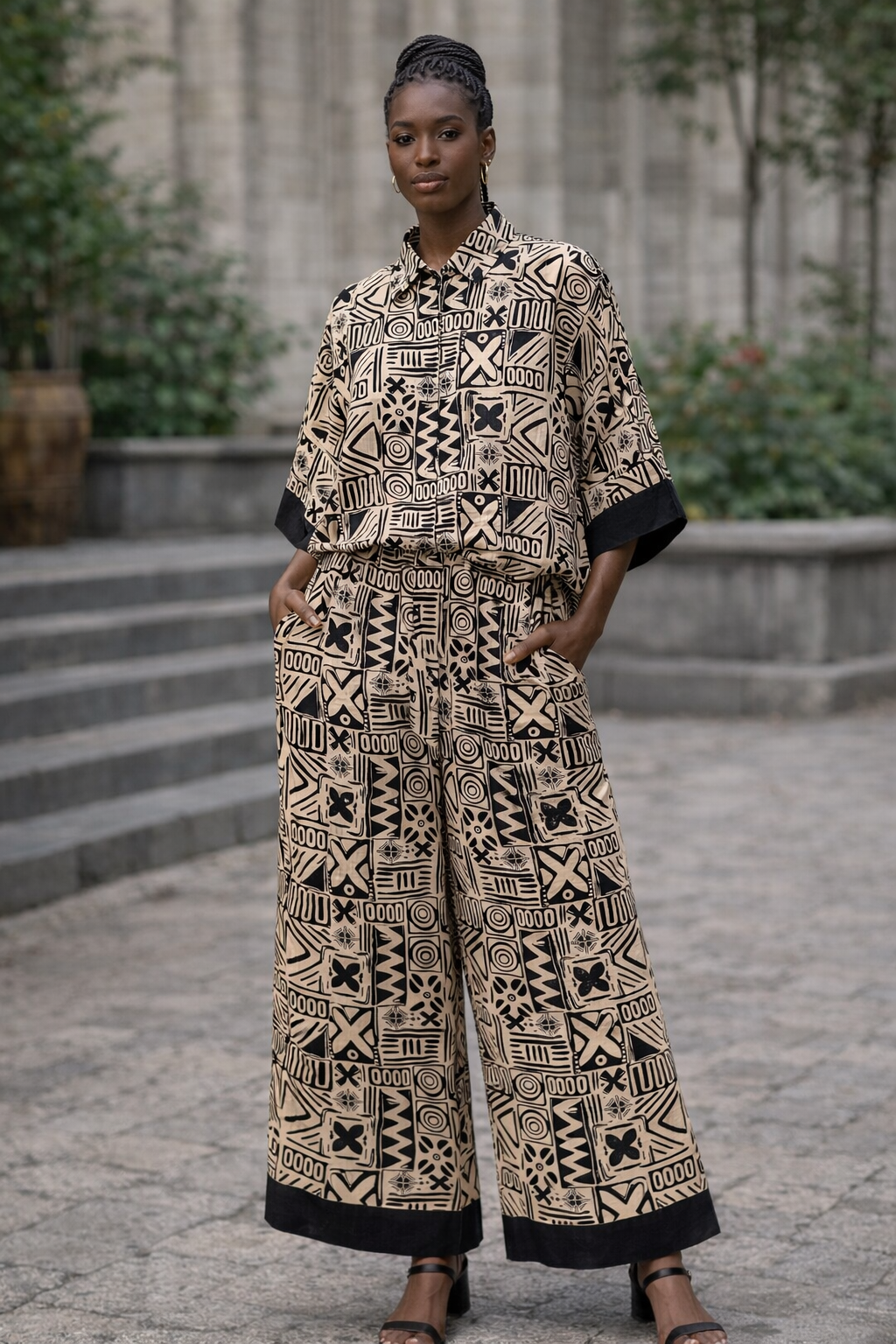 ECHOES Printed Cotton Co-Ord Set – Day to Evening Comfort