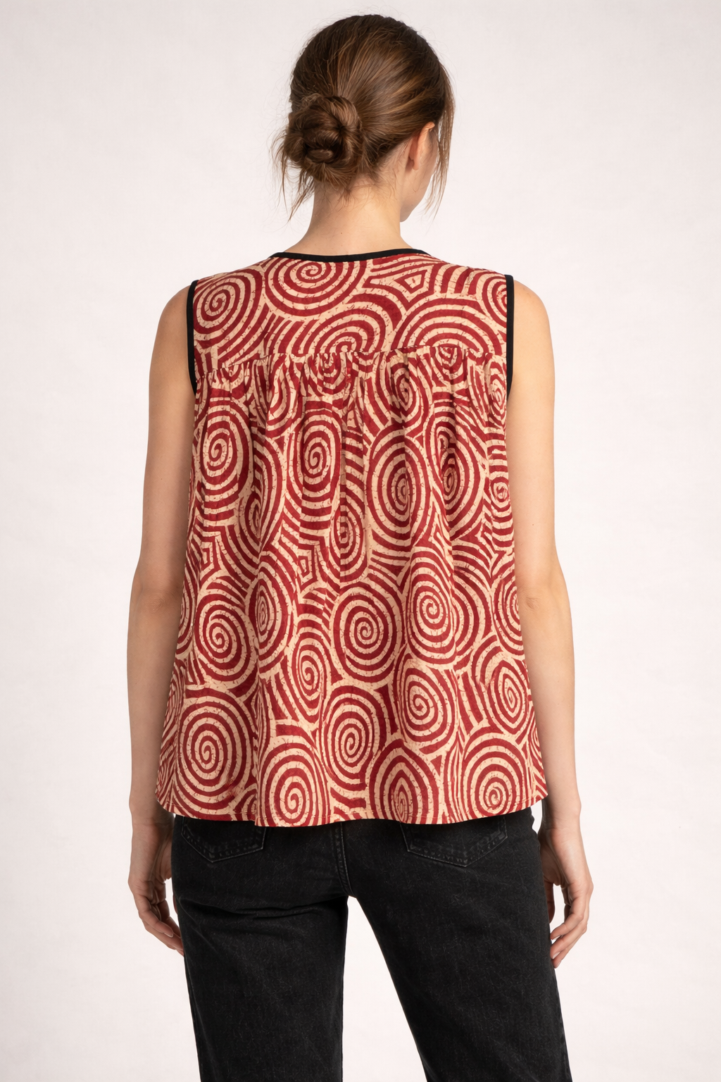 SWIRL Cotton Sleeveless Top – Gathered Detail Essential