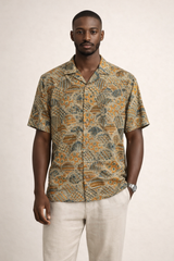 KALAMKARI Hand Blocked Cotton Shirt – Dual Print Heritage